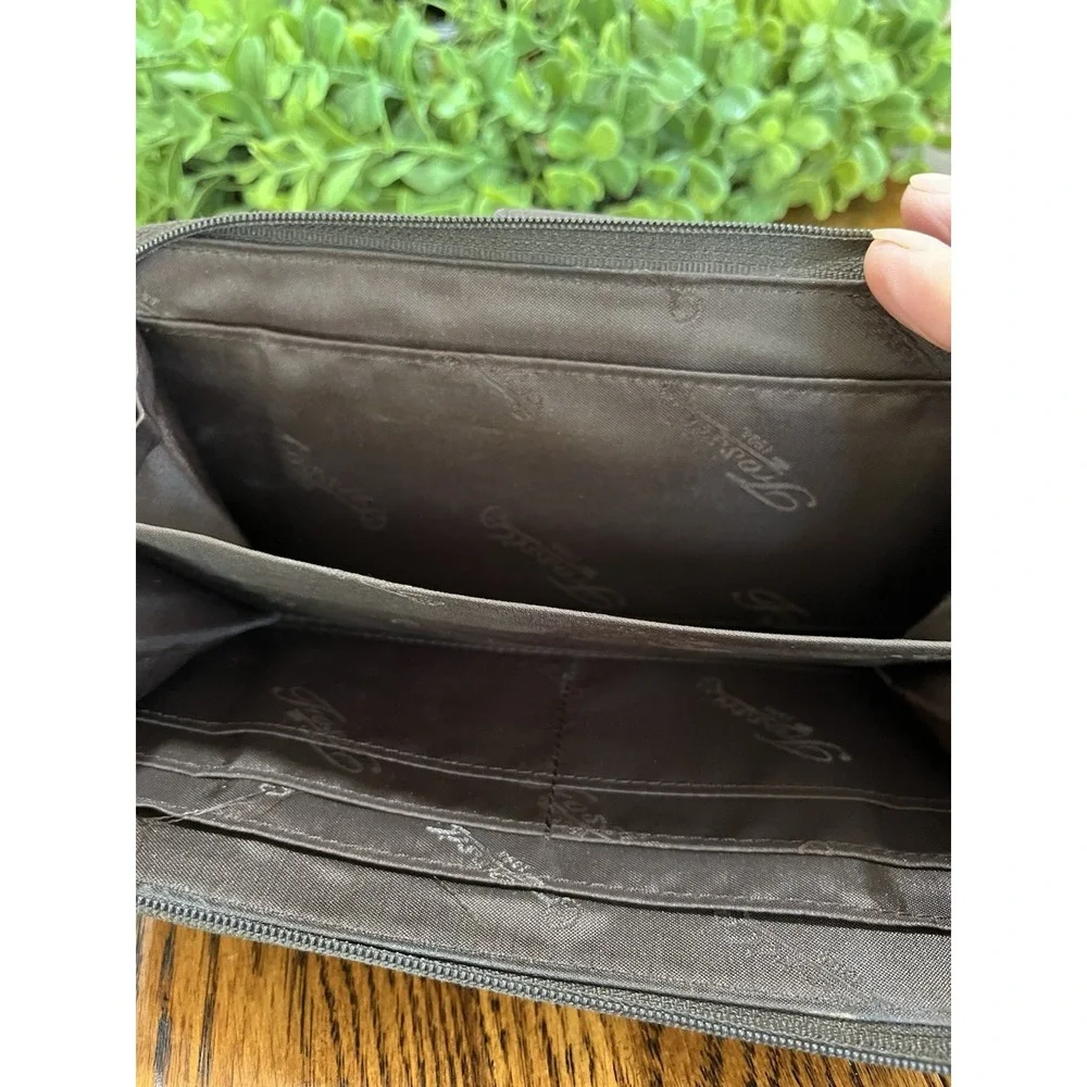 Vintage Fossil Clutch Trifold Checkbook Wallet Brown
